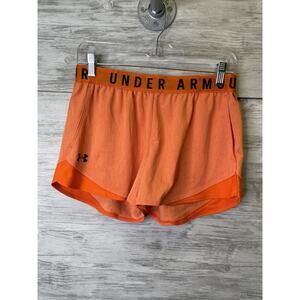 Under Armour Shorts Womens Medium Orange HeatGear Athletic Running Loose Fit